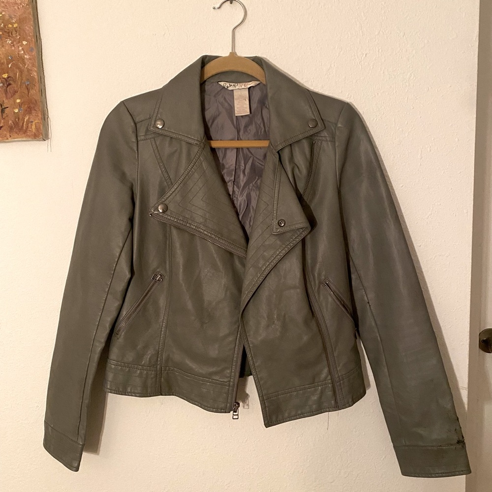 Candie’s Faux Leather Moto Jacket - Grey